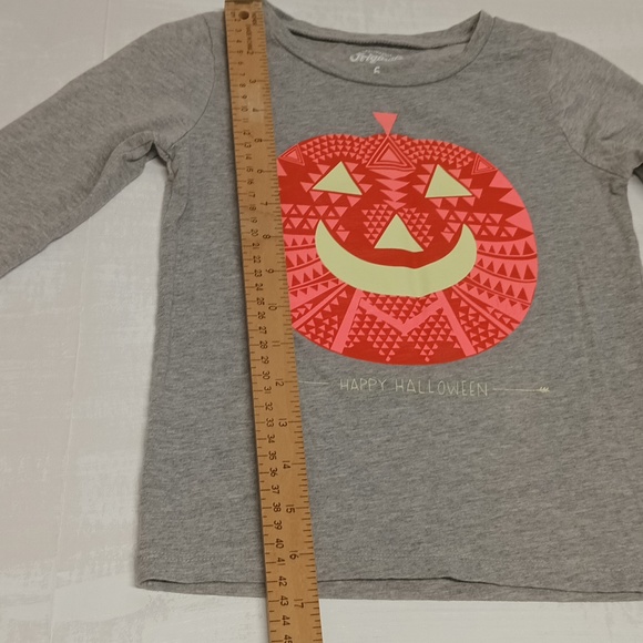 Ohkosh | pumpkin long sleeve Halloween t-shirt girls SZ 6 jack-o-lantern top - Picture 6 of 7